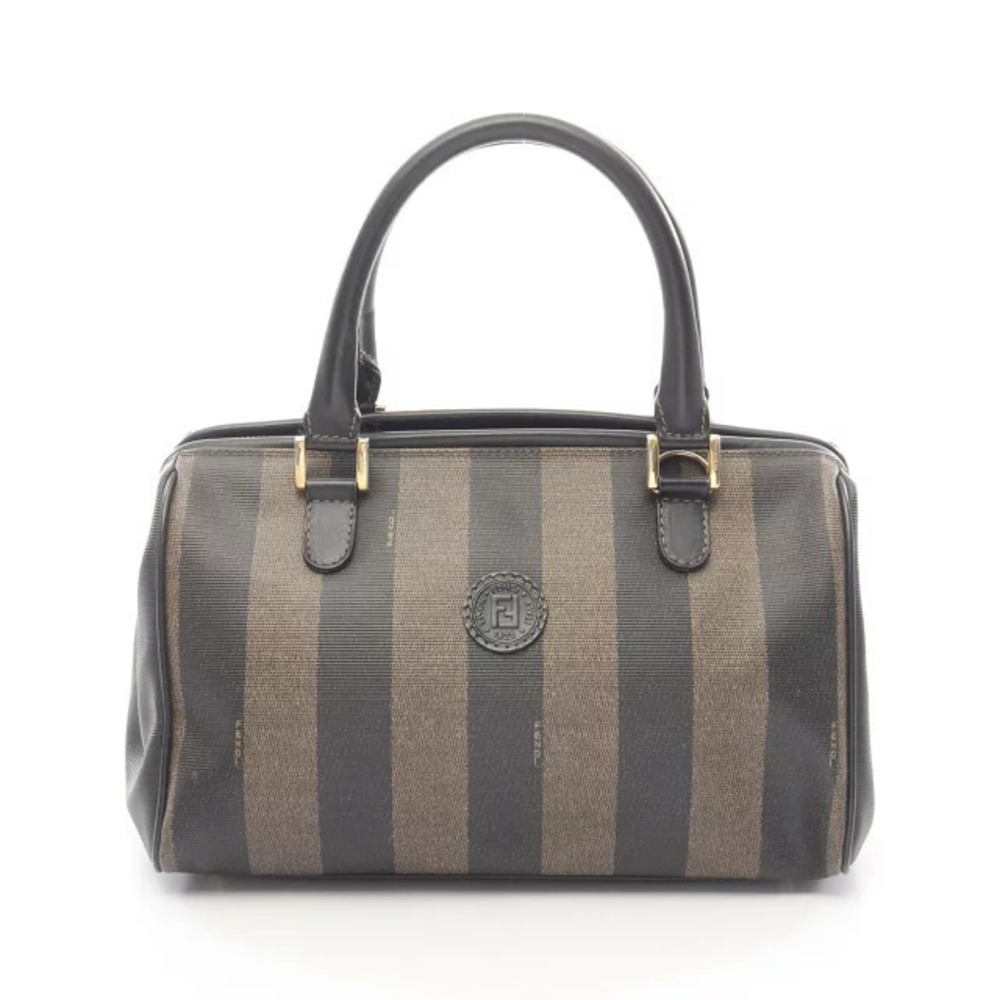 Fendi Pecan Tote Bag Canvas Leather Brown Black